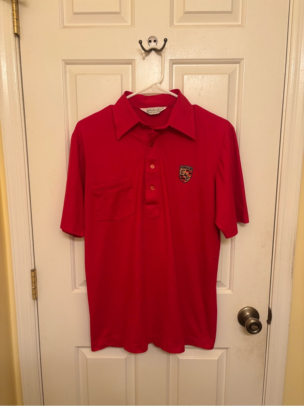 Lilly Dache Porsche German Sports Car Classic 90s Style Red Polo Shirt